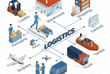 logistics isometric flowchart composition